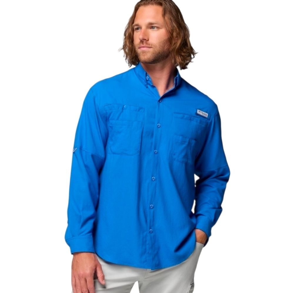Columbia Vivid Blue Men's PFG Tamiami II Long Sleeve Shirt, Size XXL